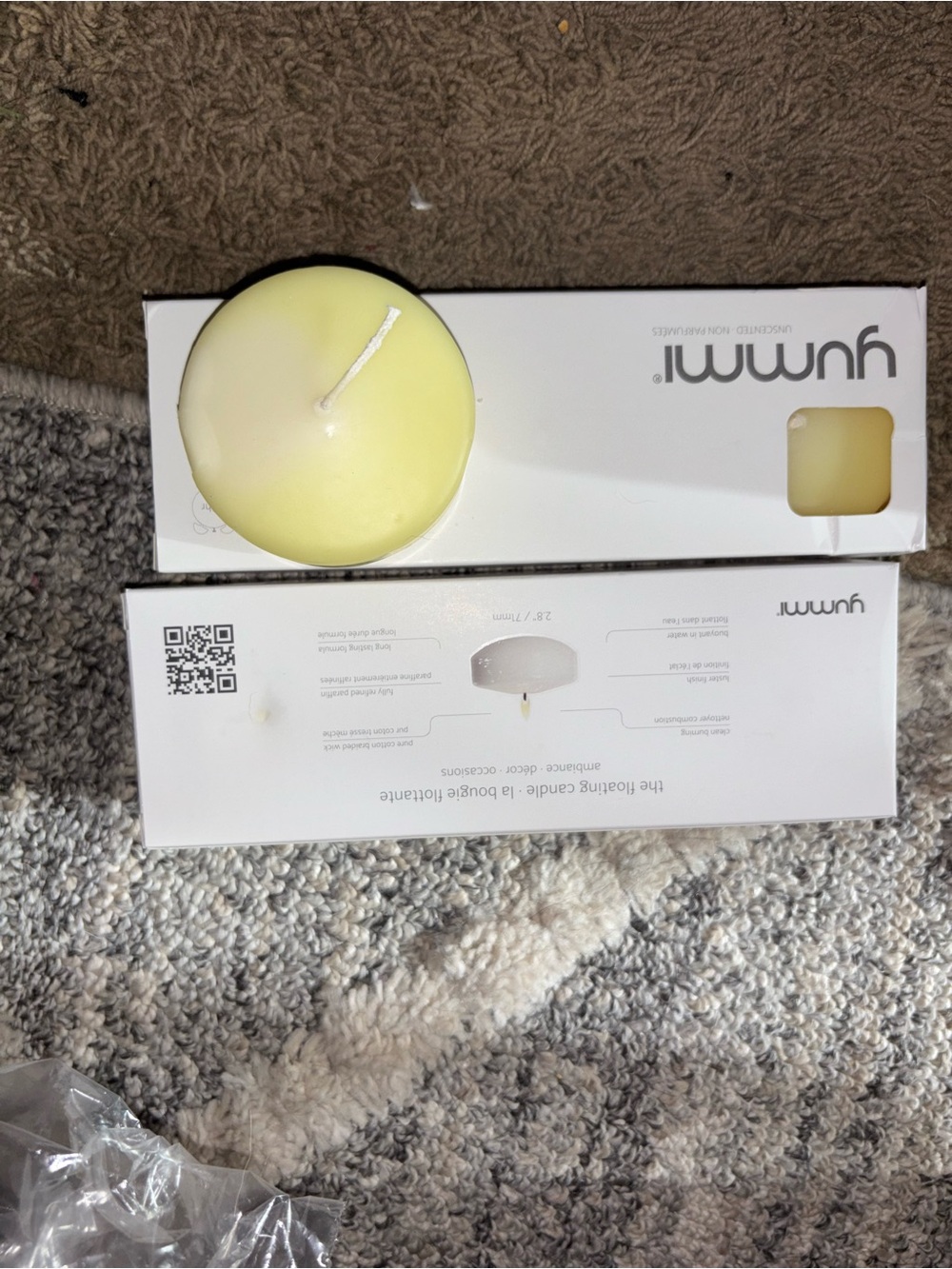 Yellow Floating Candle - Soft Scented Home Accent 2 boxes. 6 total